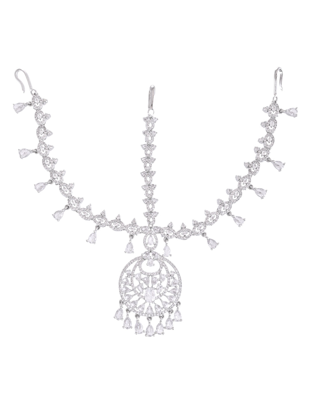 Bridal American Diamond Mathapatti with Maangtika | Party & AD jewellery