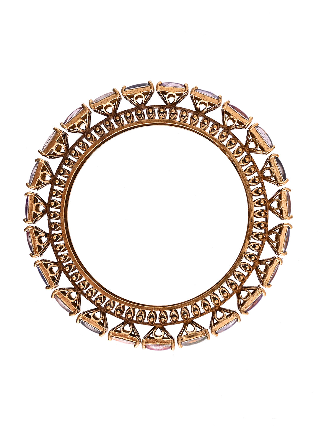 Antique Gold Multicolour Stone Bangle For Women & Girls | Traditional Ethnic Kada Set