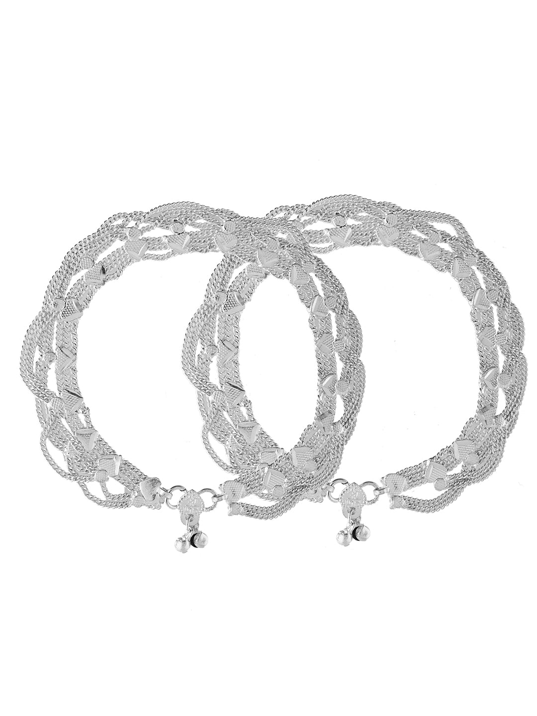Traditional Silver Plated Bridal Payal | Ethnic Anklet Pair For Women