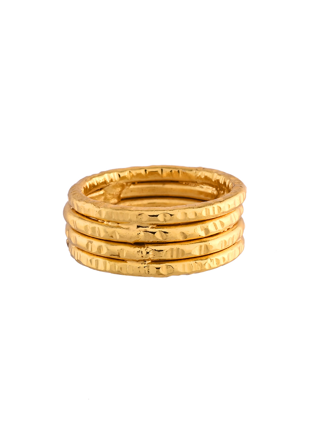 Gold-Plated Textured Multi-Layer Statement Ring For Women