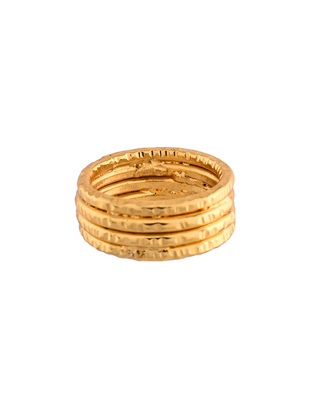 Gold-Plated Textured Multi-Layer Statement Ring For Women