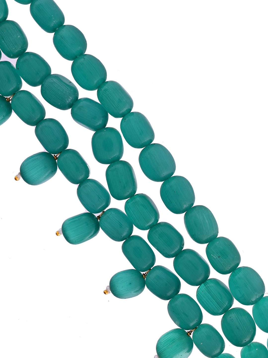 Triple Layer Green Beaded Bracelet For Women | Gold Plated Chain Bracelet