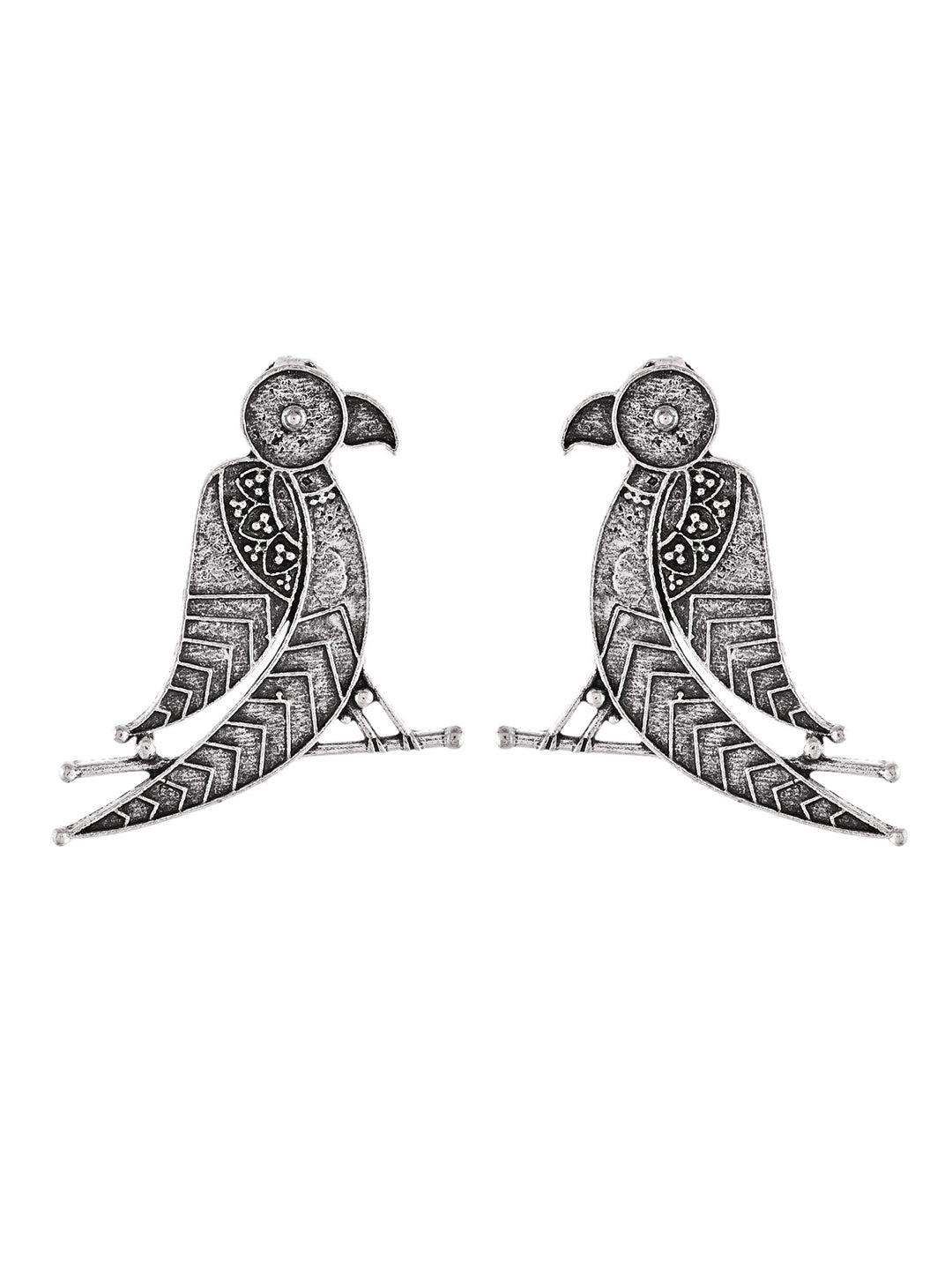 Oxidised Silver Dangler Earrings For Women | Ethnic Stud Boho Earrings