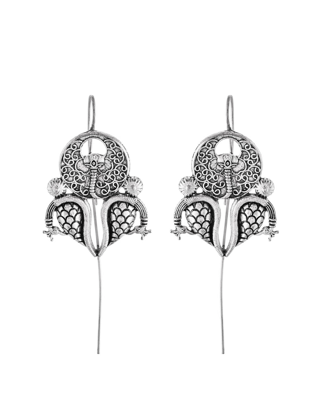 Oxidised Silver Dangler Earrings For Women | Lightweight Ethnic Boho Earrings