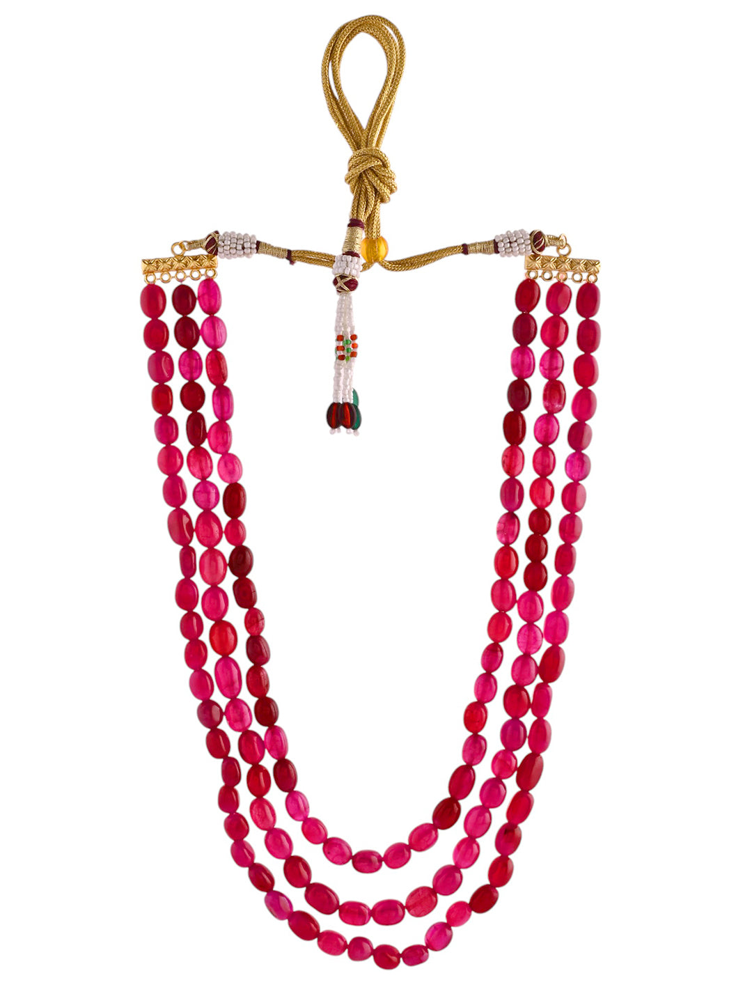 Handcrafted Pink Triple-Layer Bead Necklace | Classic Festive Wear Necklace For Women
