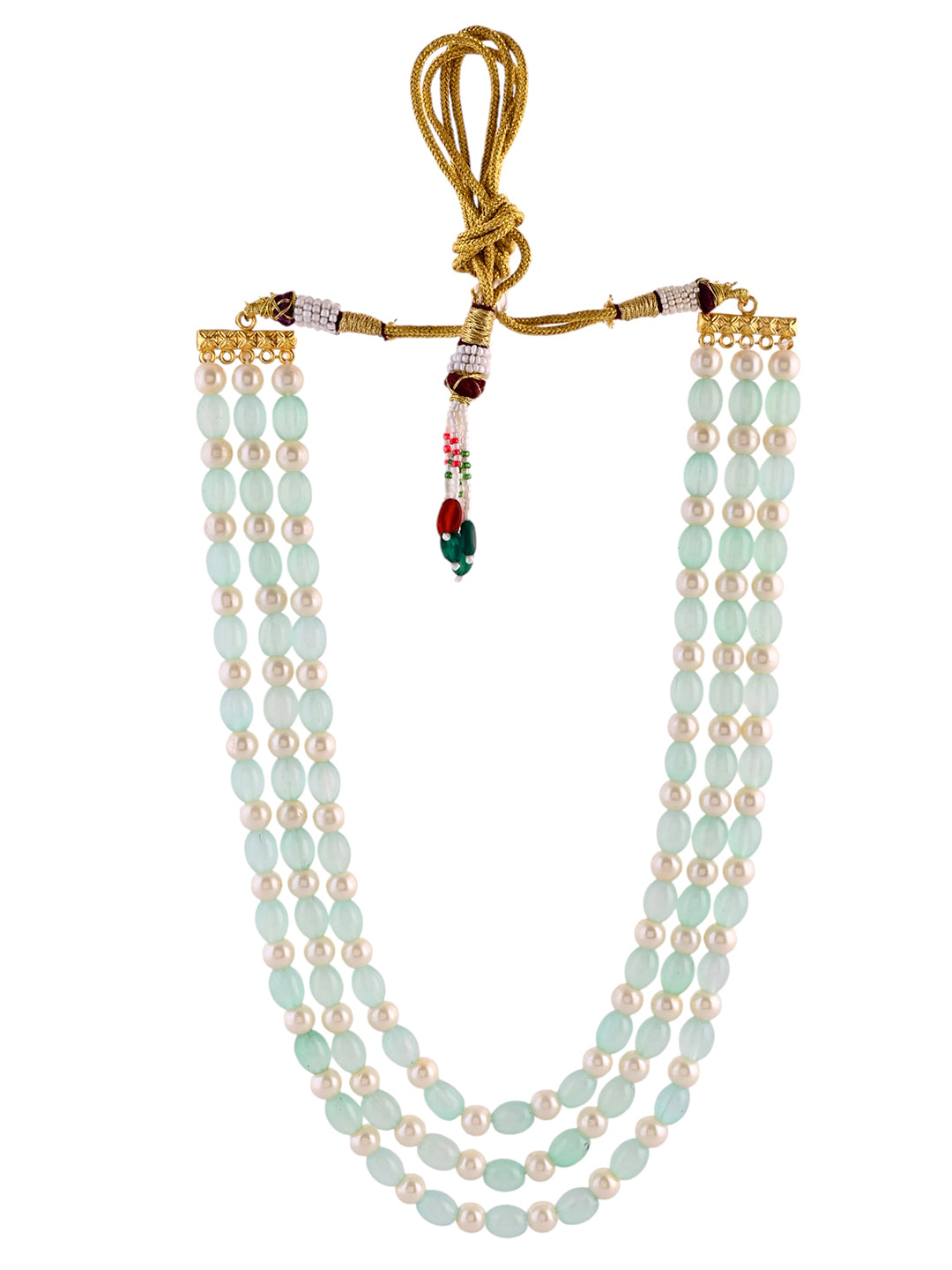 Traditional Layerd Beaded Ethnic Necklace With Kundan-Style Pendant For Women