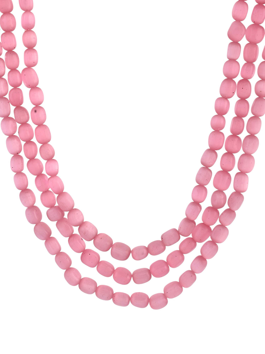 Handcrafted Pink Triple-Layer Bead Necklace | Classic Traditional Necklace For Women