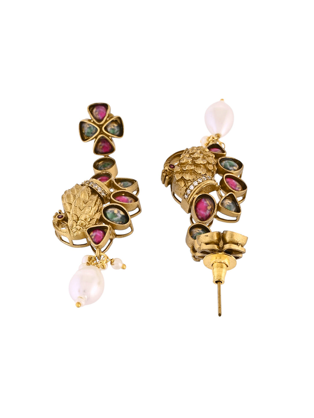 Antique Peacock Kundan Necklace Set For Women | Ethnic Jewellery Set