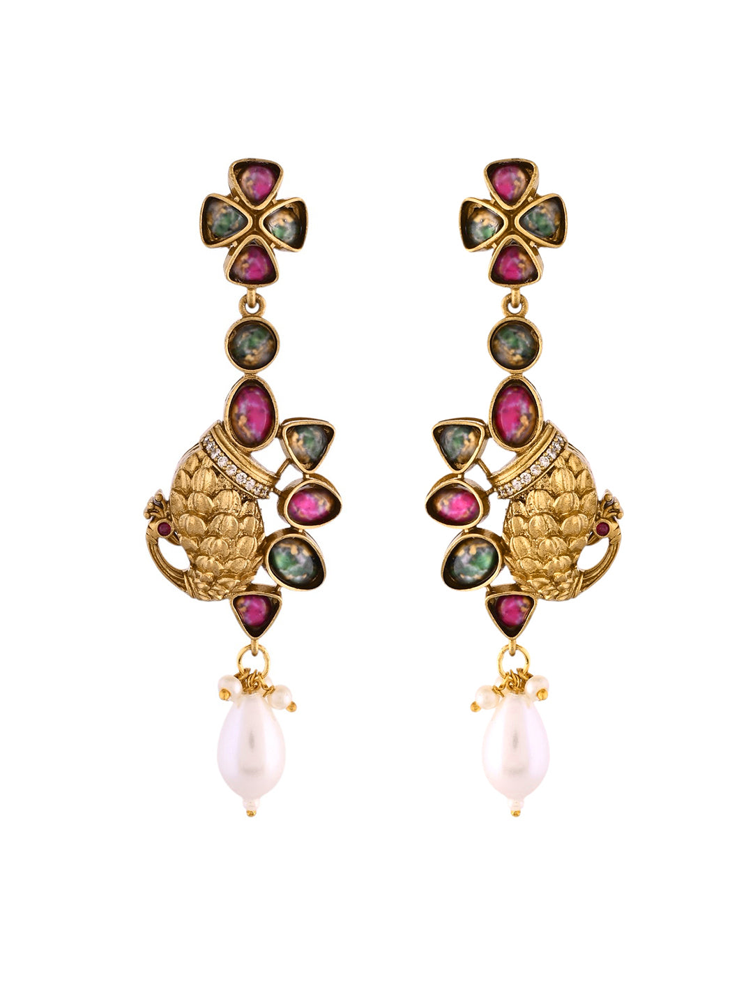 Antique Peacock Kundan Necklace Set For Women | Ethnic Jewellery Set