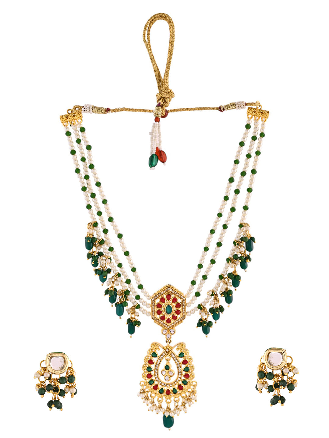 Traditional Multi-Layer Pearl Choker Necklace Set | Ethnic Choker Jewellery Set For Women