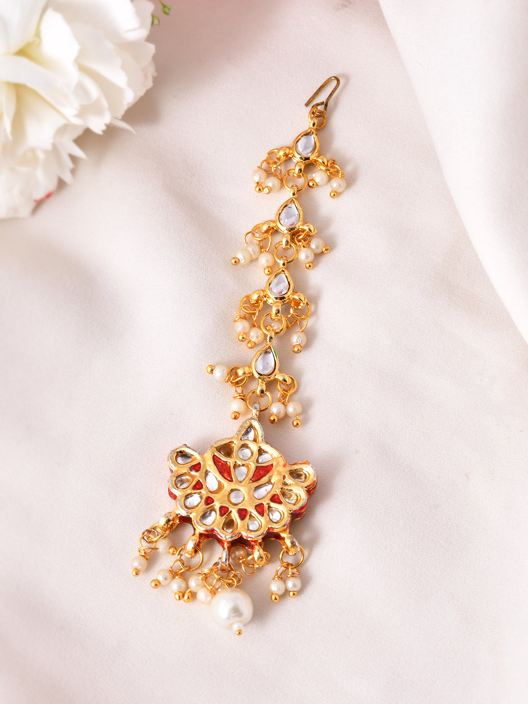 Gold-Plated Kundan Maang Tikka For Women | Bridal & Head Jewellery