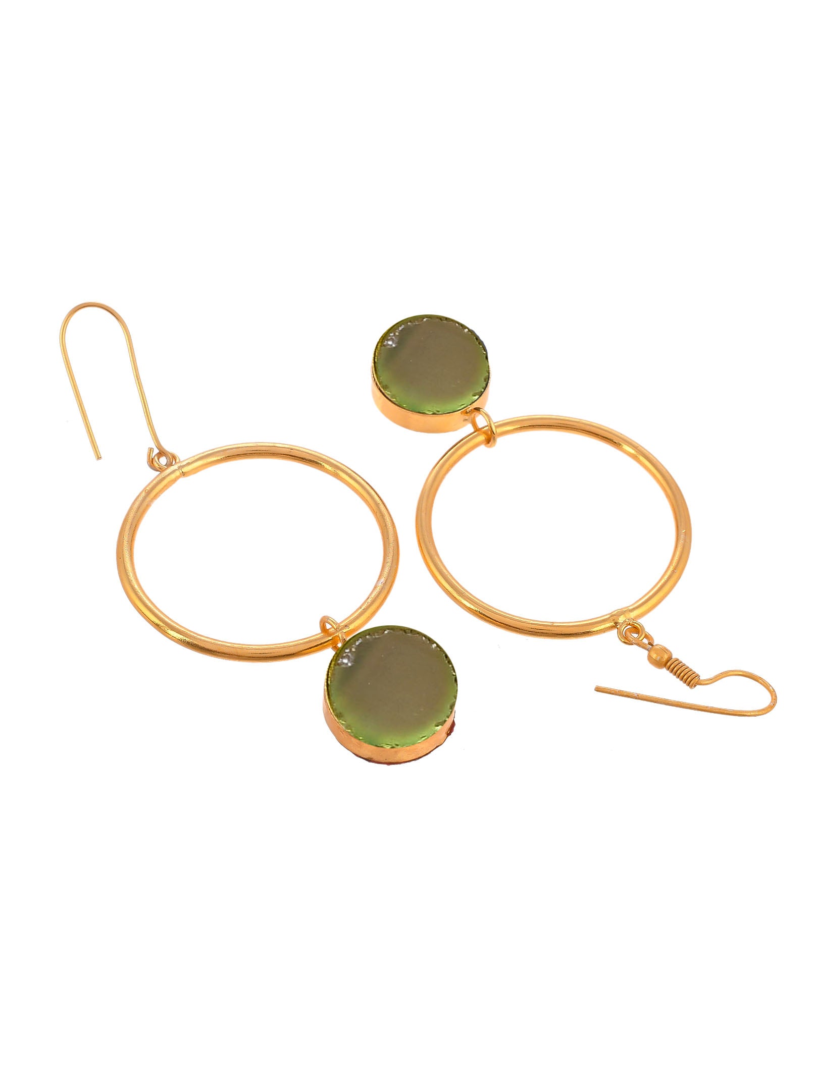 Gold Toned Circular Western Drop Earrings