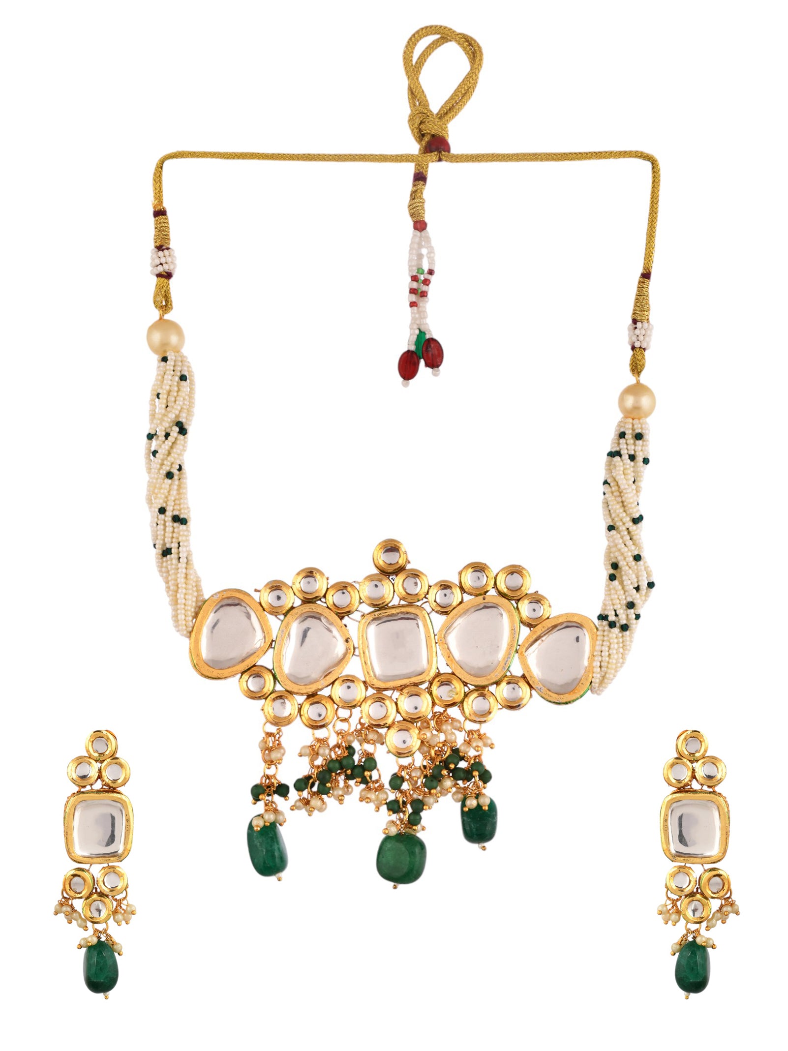 Gold-Plated kunden & White pearl Necklace and Earrings