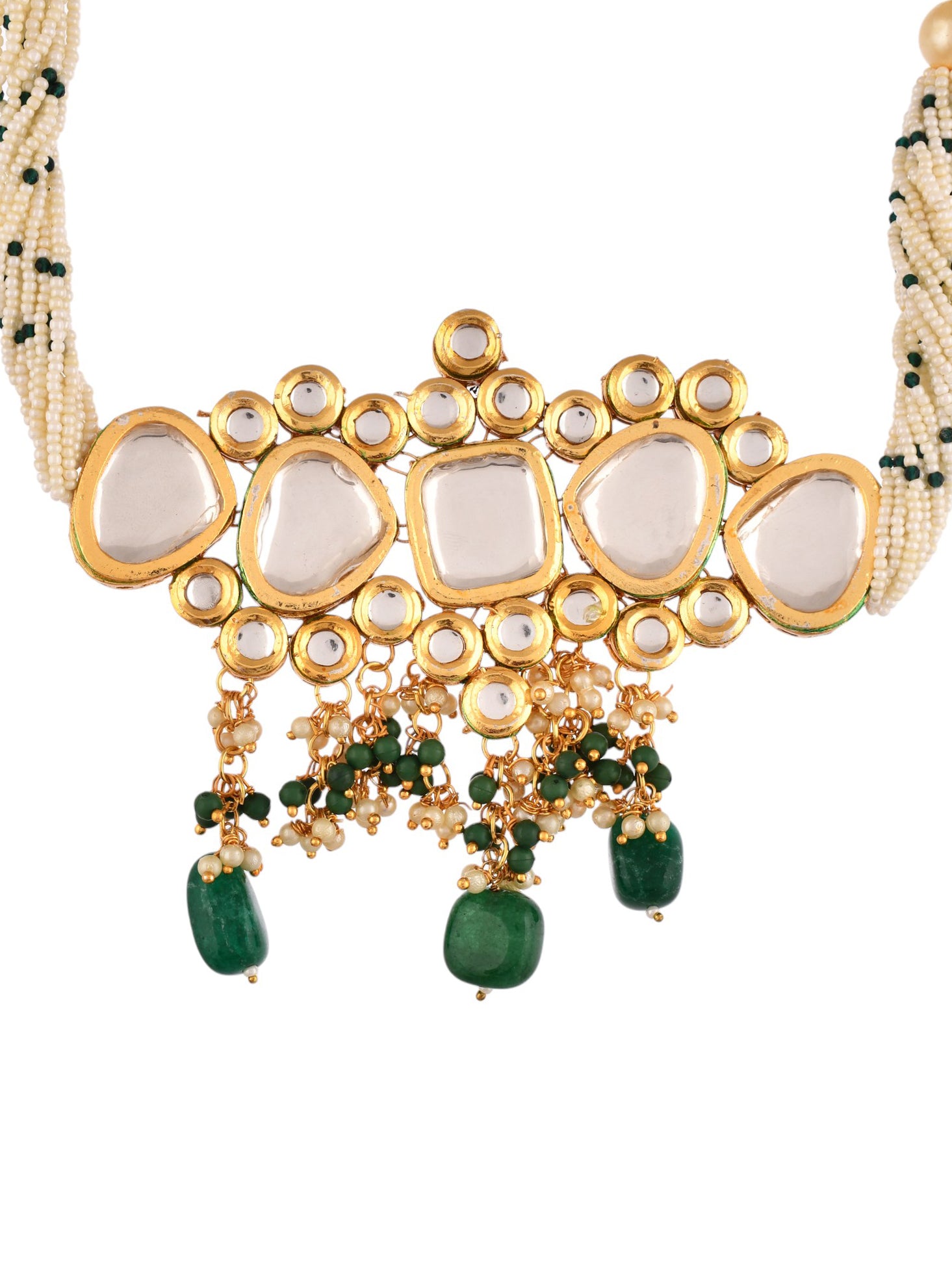 Gold-Plated kunden & White pearl Necklace and Earrings