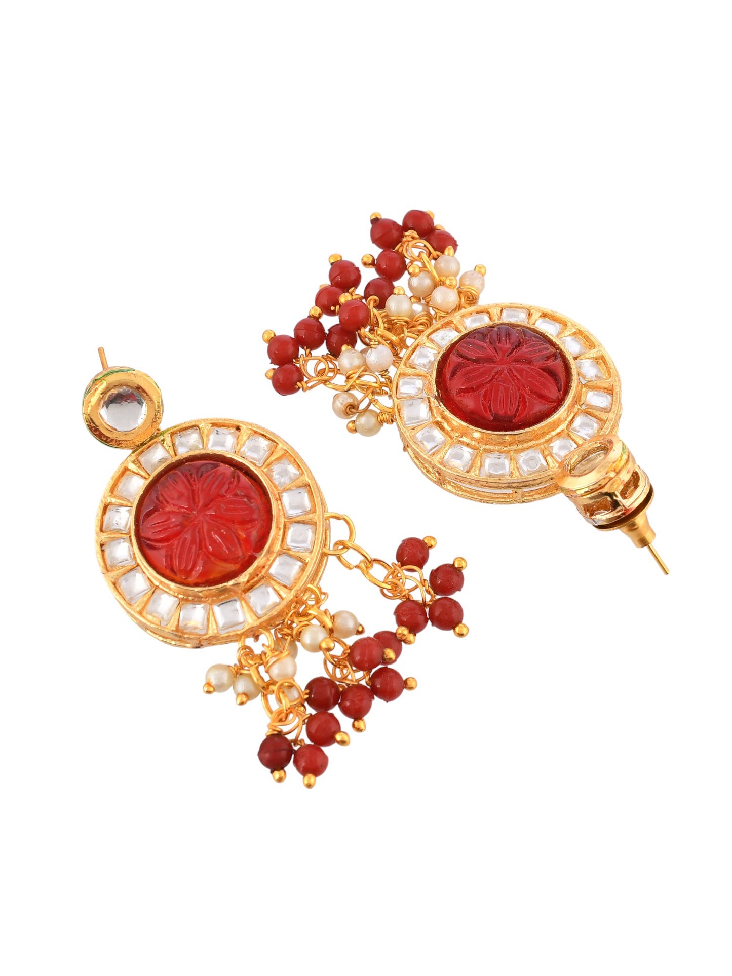 Ethnic Kundan & Pearls Multi Layers Bridal Necklace Set For Women