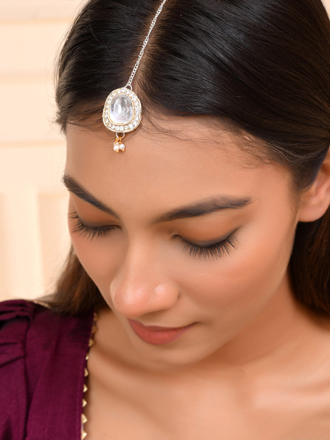 Ethnic & Traditional Maang Tikka with Pearl Drops For Women