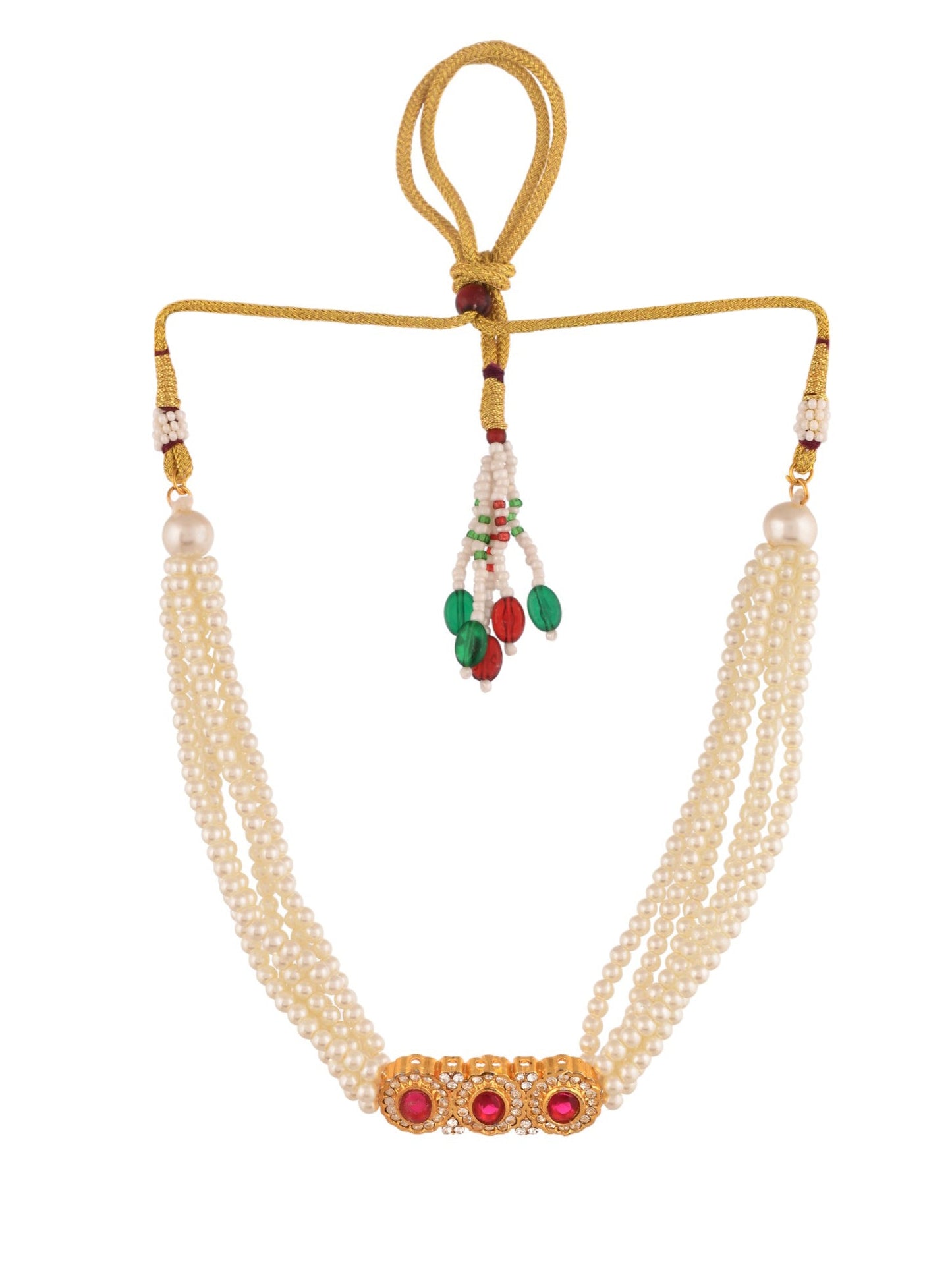 Multi layered Pearl and Gemstone Necklace Set For Women & Girls