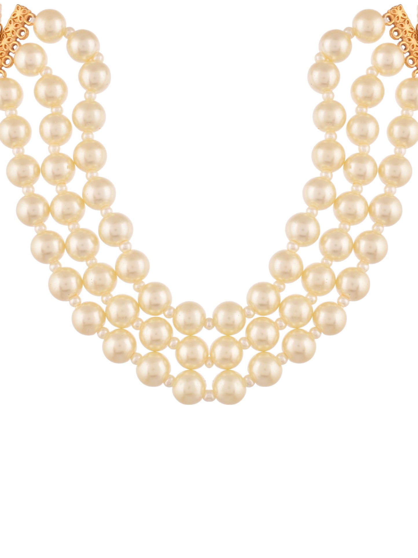 Gold-Plated & White pearl Necklace and Earrings