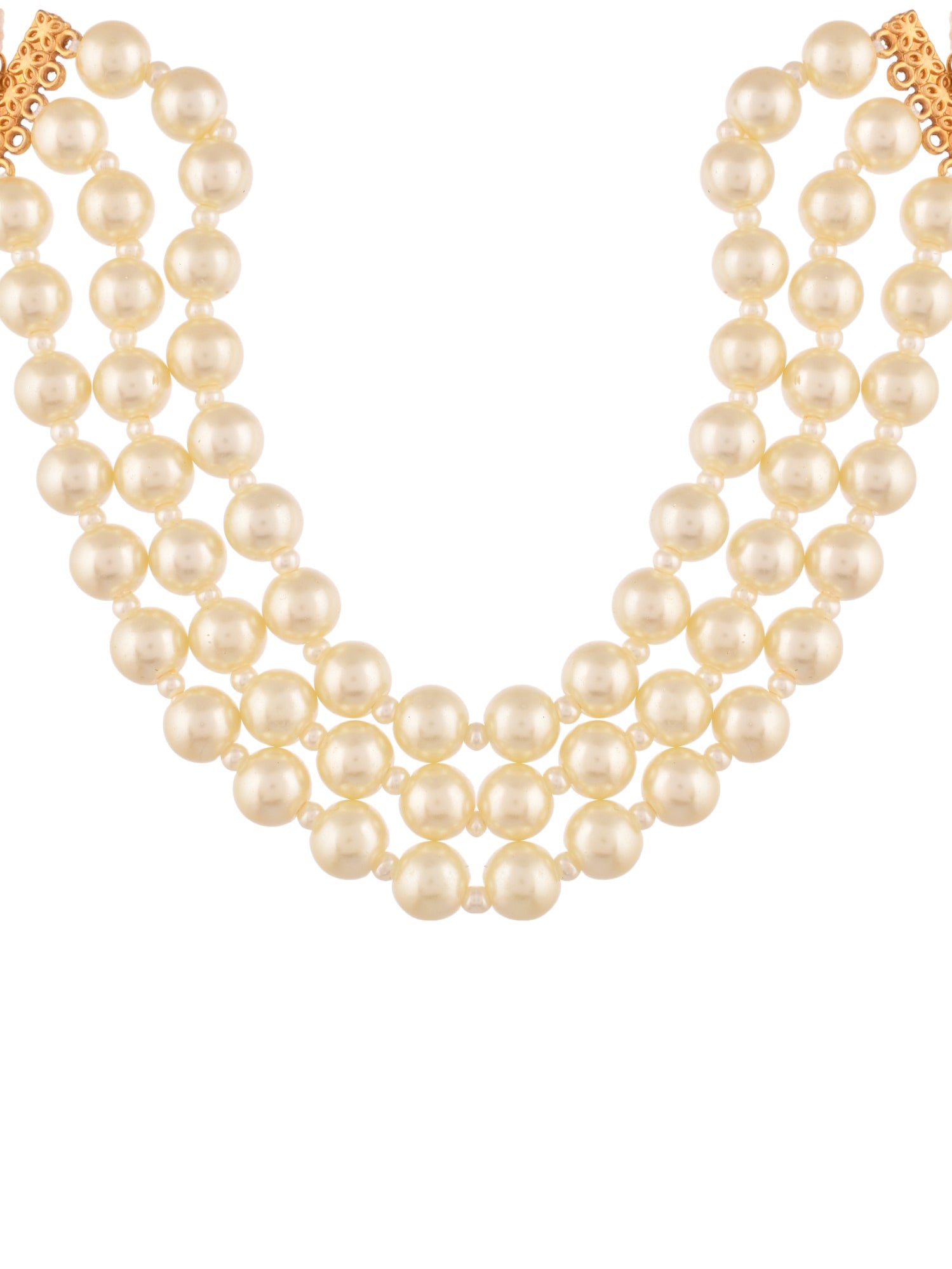 Gold-Plated & White pearl Necklace and Earrings