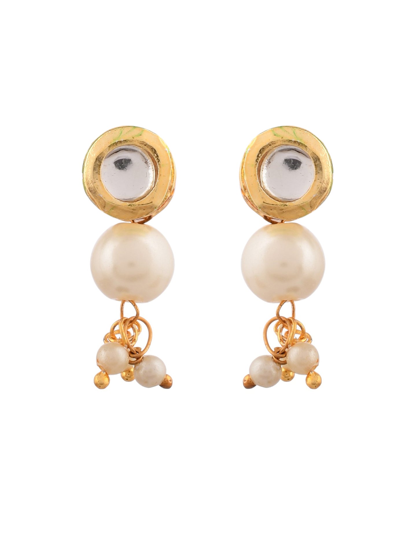 Gold-Plated & White pearl Necklace and Earrings