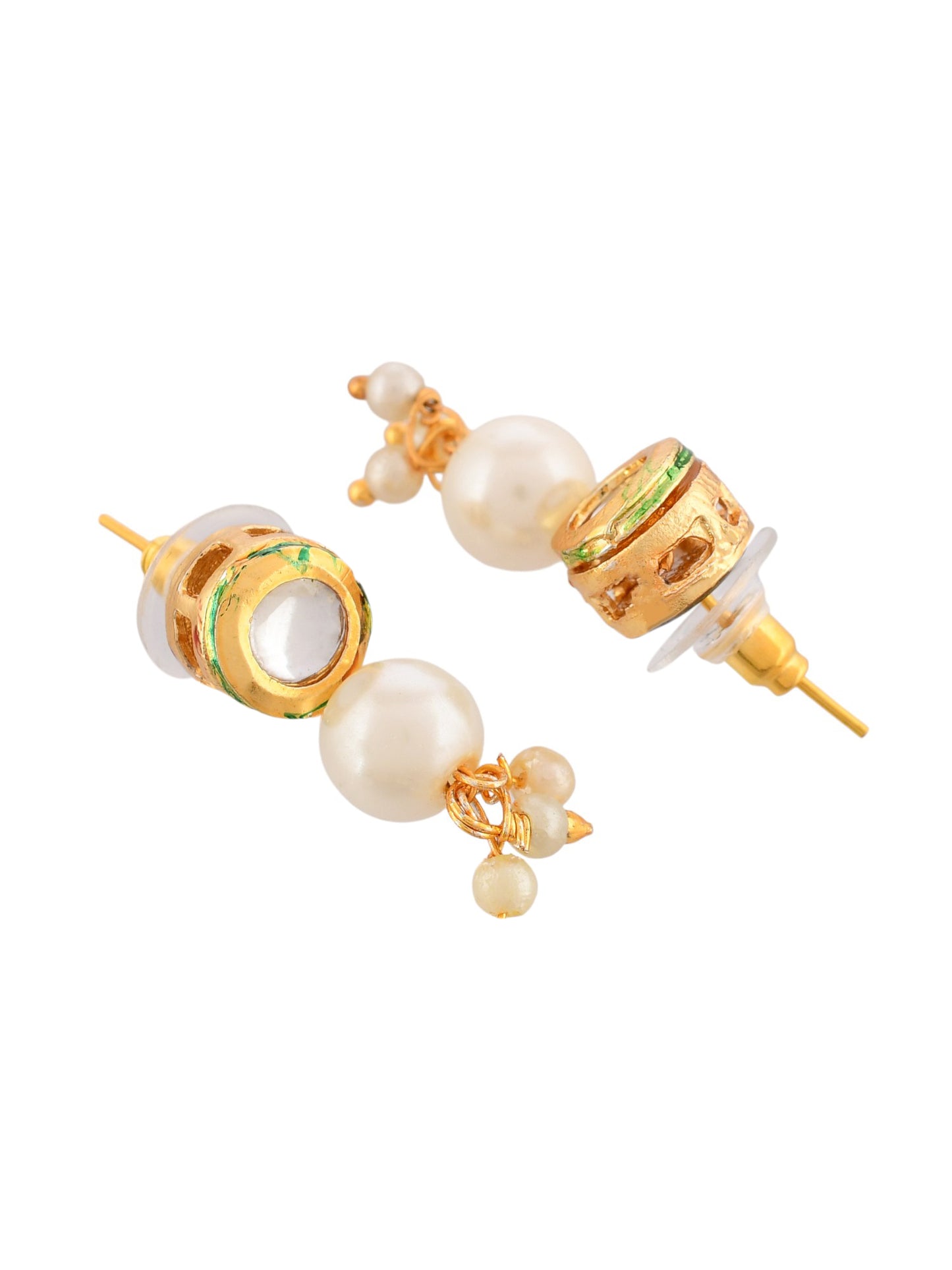 Gold-Plated & White pearl Necklace and Earrings