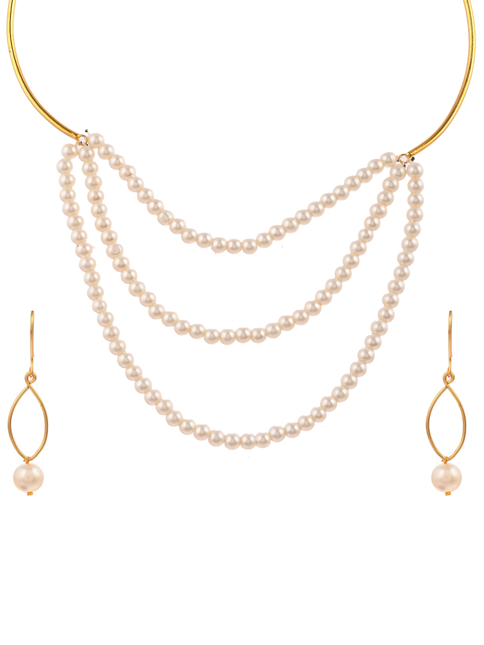 Gold Toned Pearl Western Jewellery Set