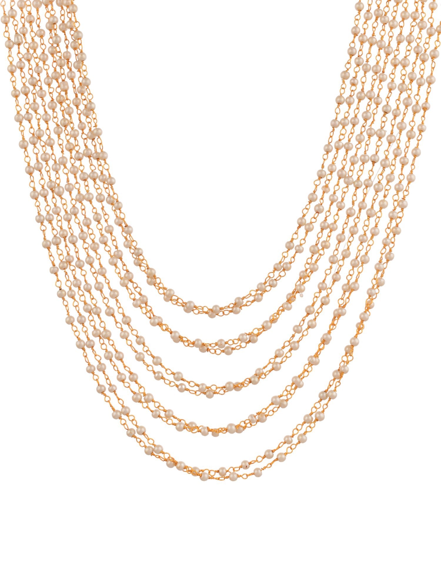 Multi Layered Pearl and Gold-Plated  Necklace Set for Women & girls