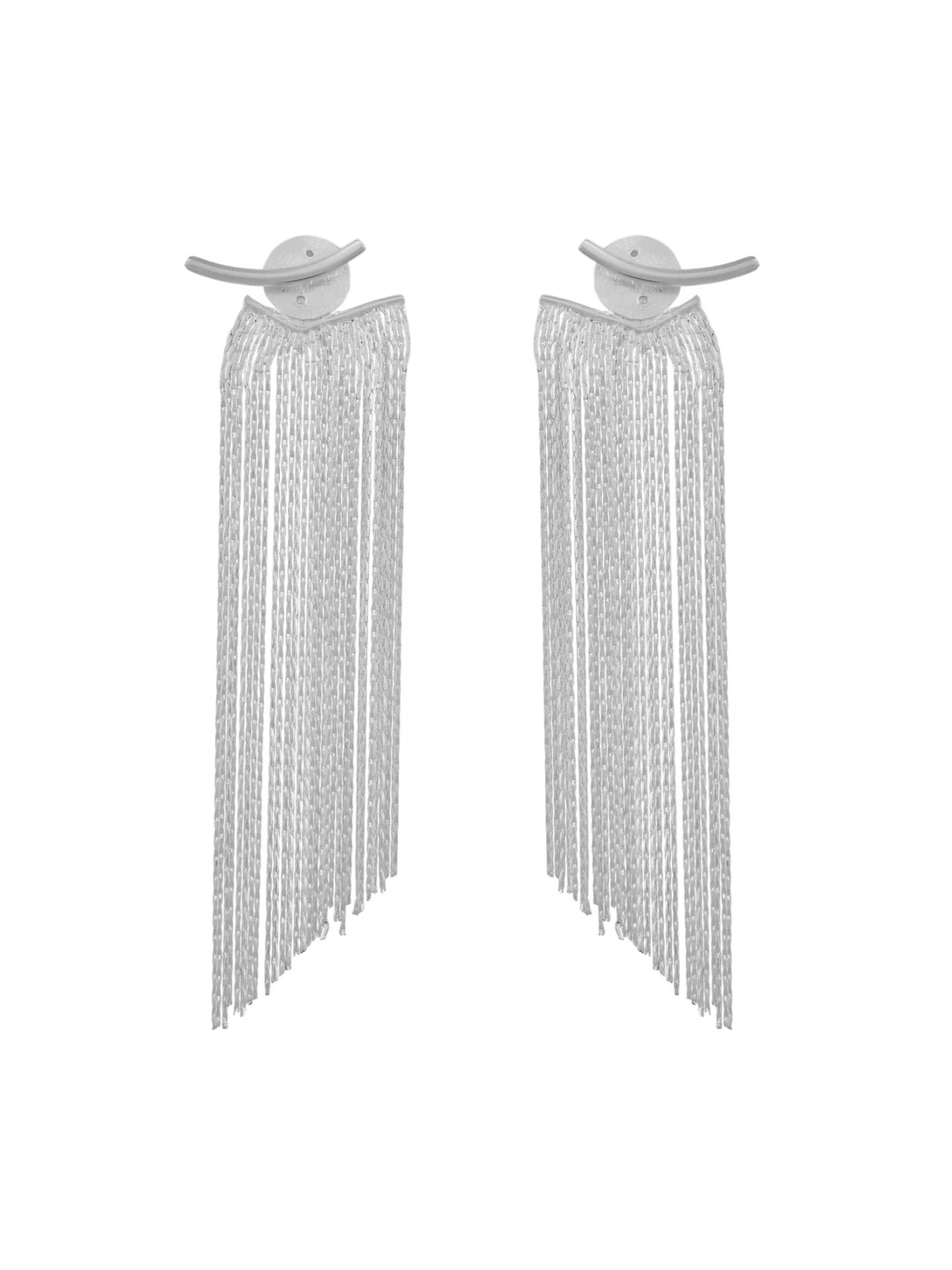 Elegant Silver Tassel Earrings