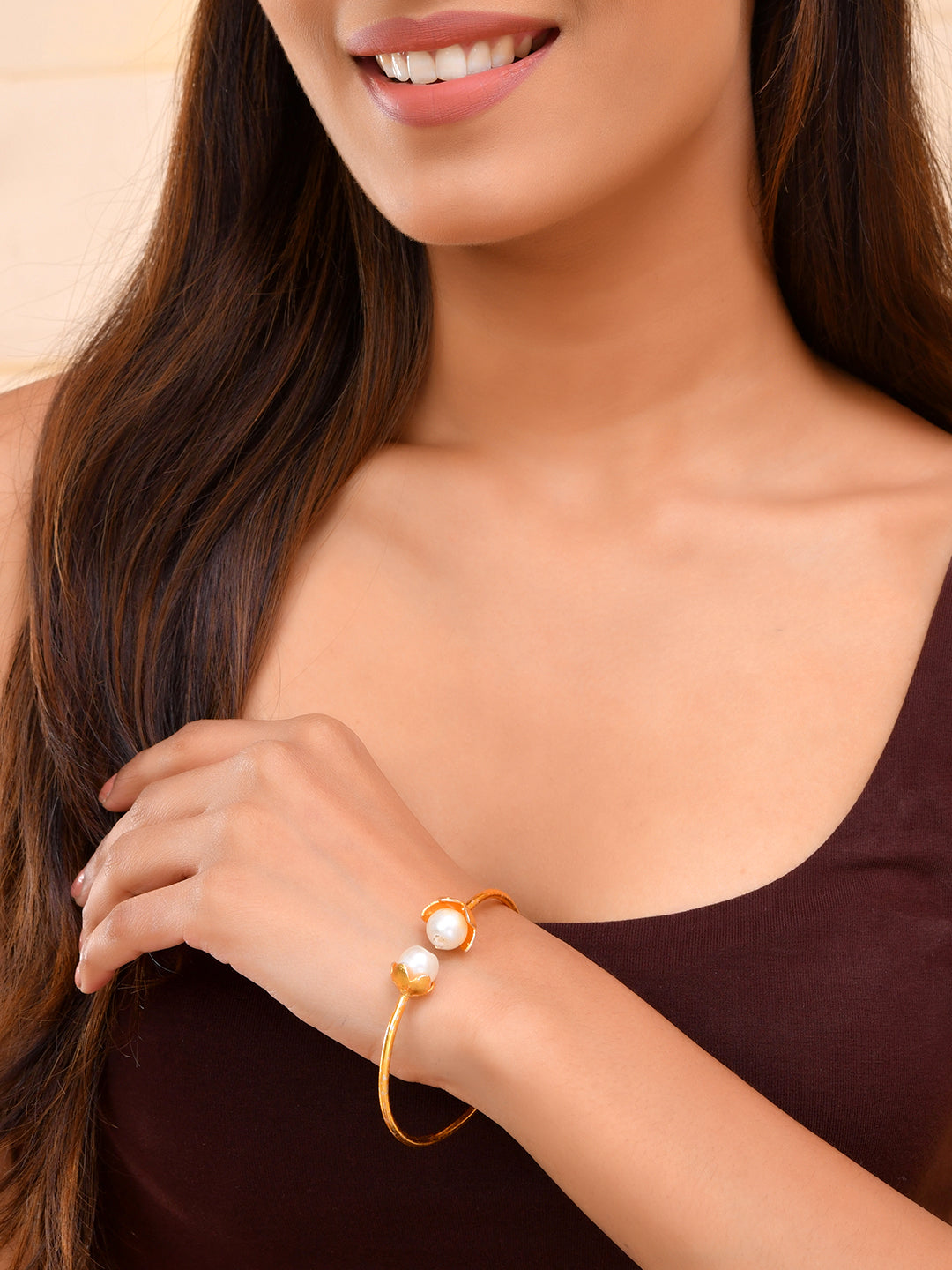 Gold-Plated Bracelet For Women | Pearl Jewellery | Stylish Fashion Jewellery