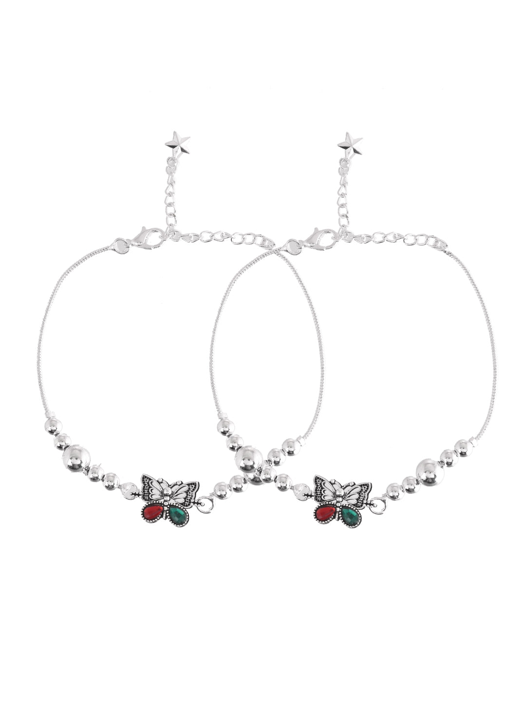 Silver-Plated Beaded Anklet | Ethnic Foot Jewellery For Women & Girls