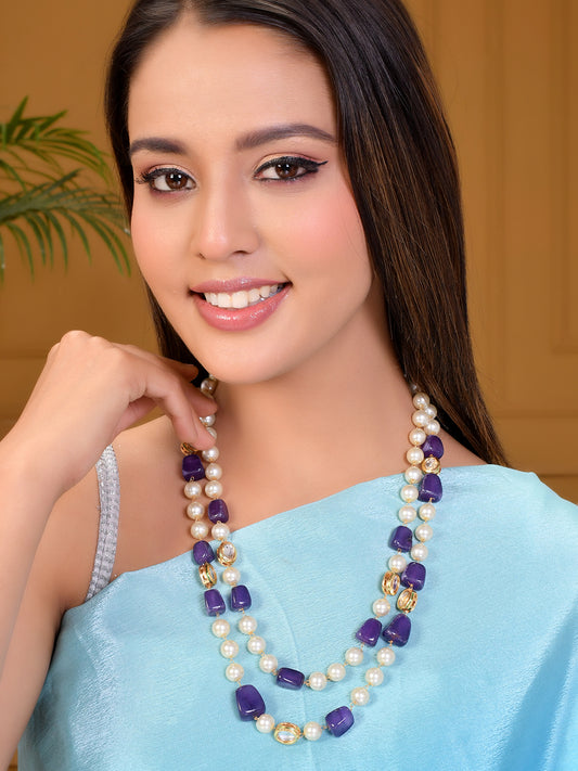 Pearl and Amethyst Necklace Set For Women & Girls