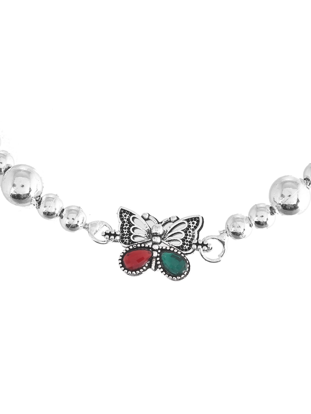 Silver-Plated Beaded Anklet | Ethnic Foot Jewellery For Women & Girls