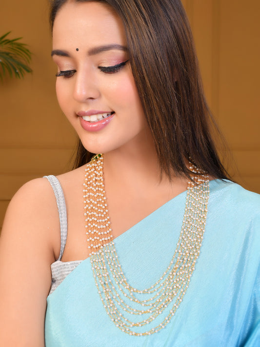 Multi Layered Pearl and Gold-Plated  Necklace Set for Women & girls