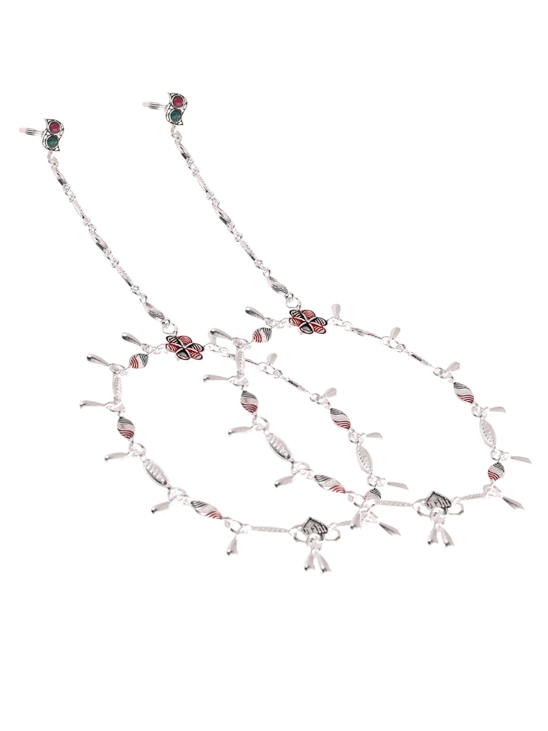 Silver-Plated Toe Ring & Anklet Set for Women & Girls | Adjustable Indian Foot Jewelry