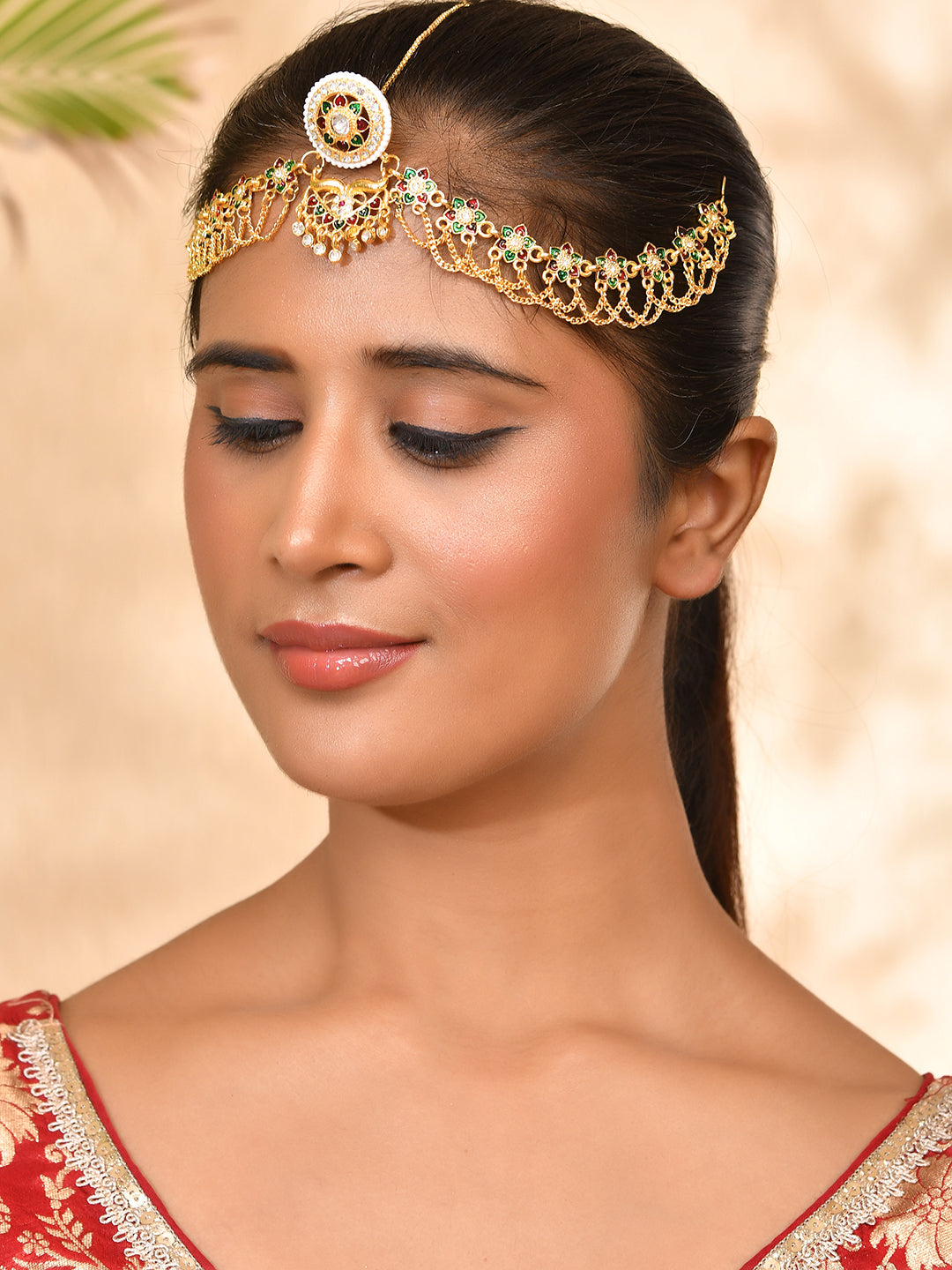 Gold-Toned Peacock Maang Tikka for Women | Indian Bridal Jewelry | Wedding & Ethnic Accessories
