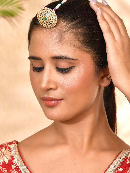 Traditional Rajasthani Borla Maang Tikka for Women | Bridal Wedding Hair Jewelry | Ethnic Rajputi Jewellery