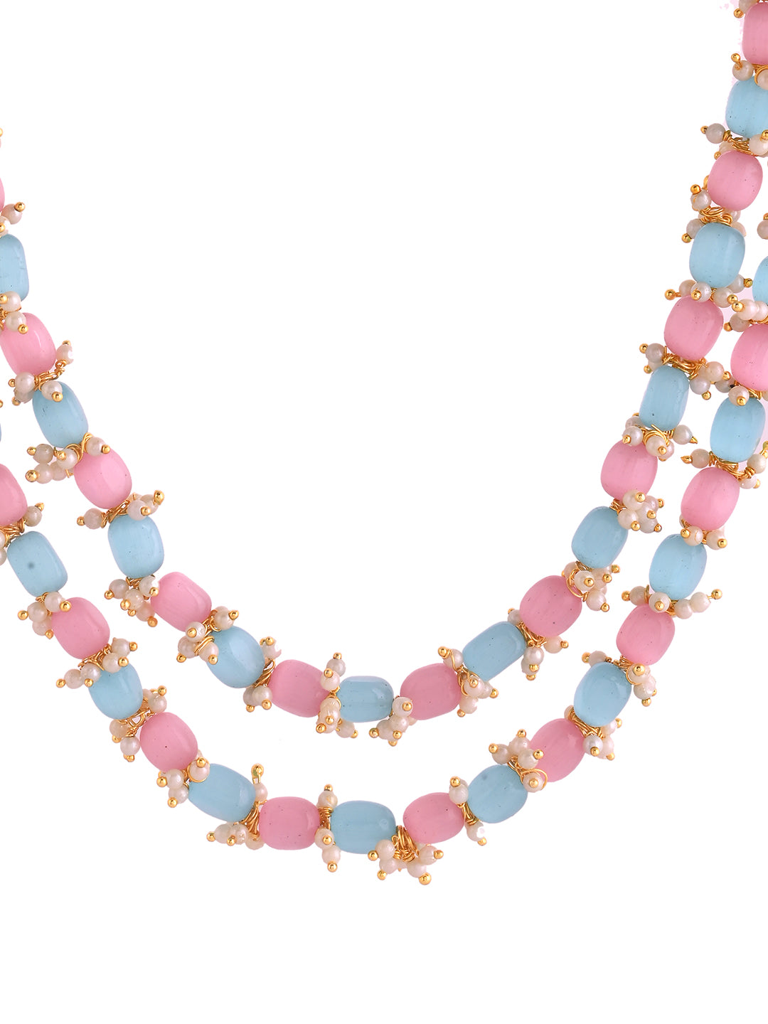 Gold-Plated Beaded Necklace & Earrings Set For Women | Handcrafted Pearl Jewellery | Festive & Ethnic Wear