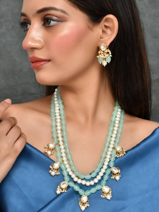 Traditional Pearl Layered Long Jewellery Set