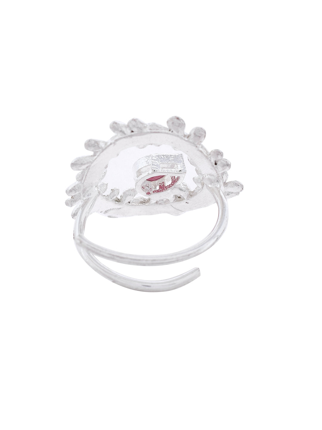 Silver Plated Floral Designer Finger Ring.