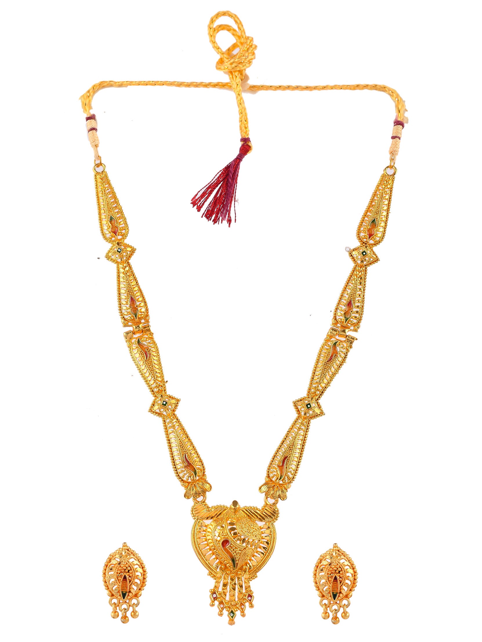 Gold Plated Ethnic Long Temple Jewellery Set