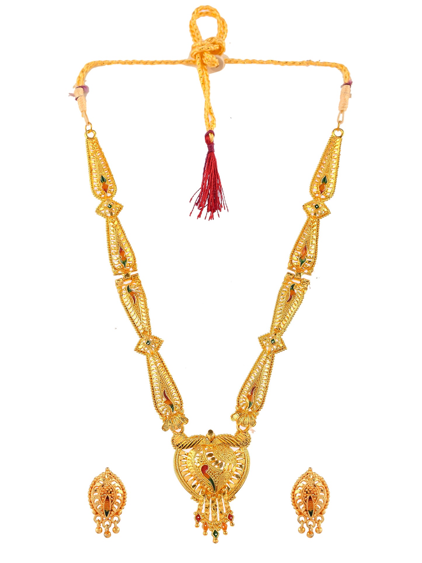 Gold Plated Ethnic Meenakari Long Jewellery Set