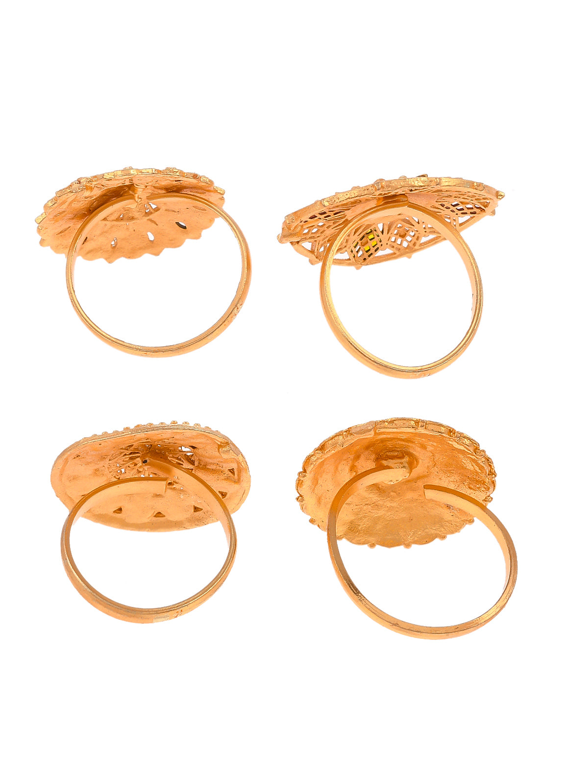Set of 4 Gold Plated Meenakari Handcrafted Floral Angoothi