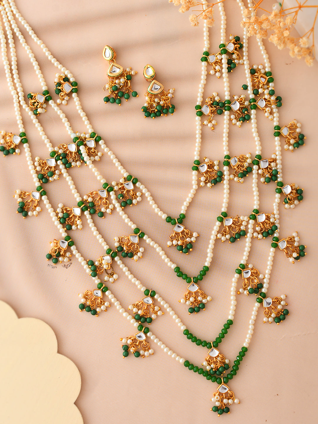 Pearl Kundan Layered Jewellery Set For Women
