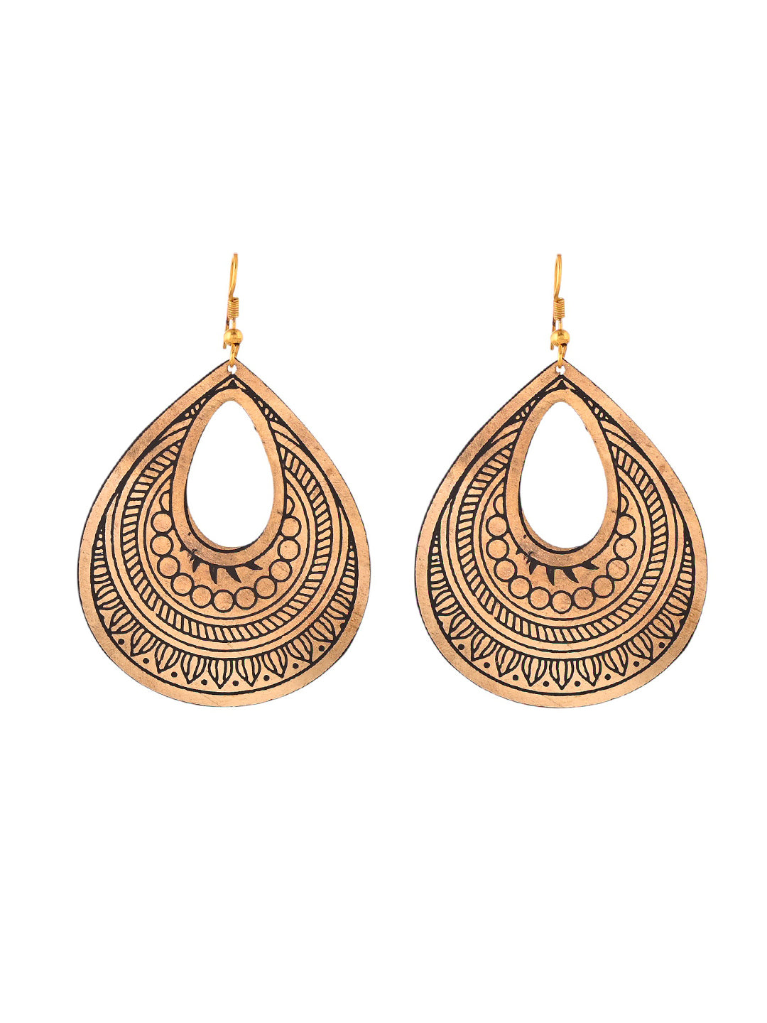 Golden Labyrinth Teardrop Earrings | Traditional & Ethnic Earrings