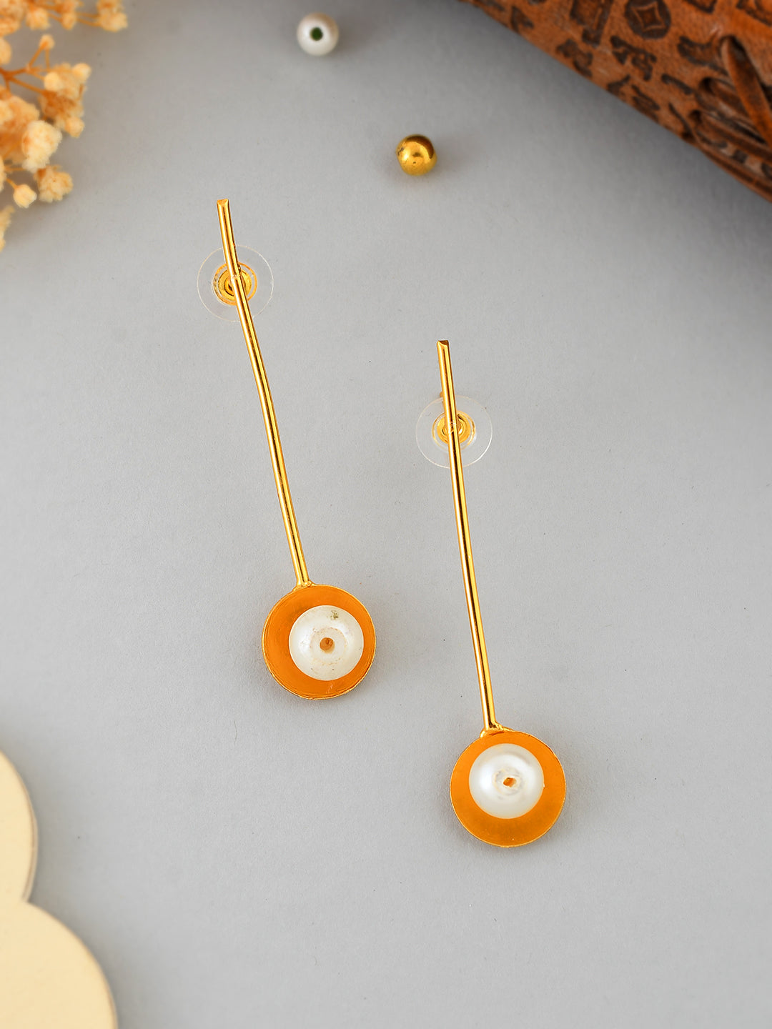 Pearl  And Gold Plated Long Earring Women Earring 