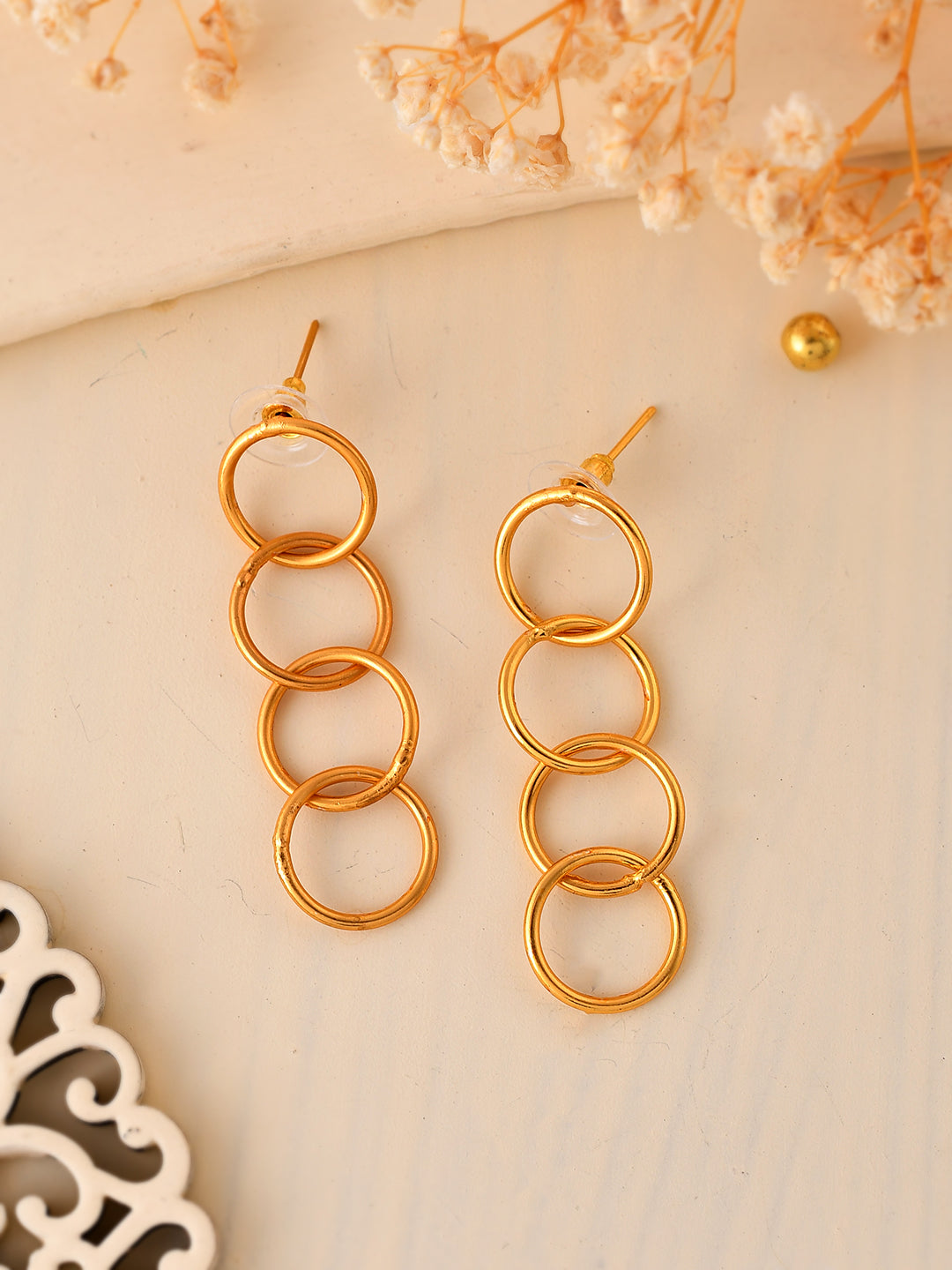 Trending Gold Tone  Long Circle Earrings