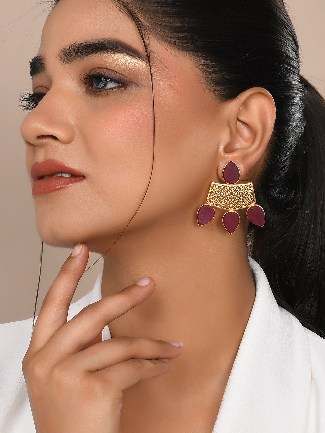 Gold plated drop earring