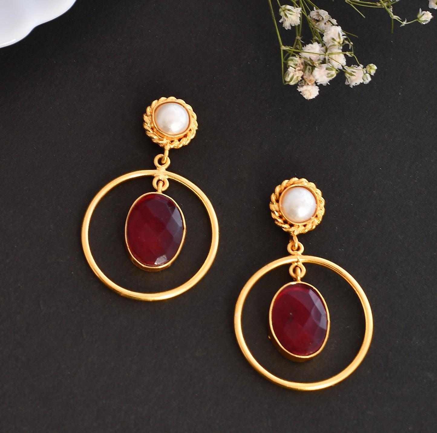 Gold Plated Pearl Drop Earrings for Women Online