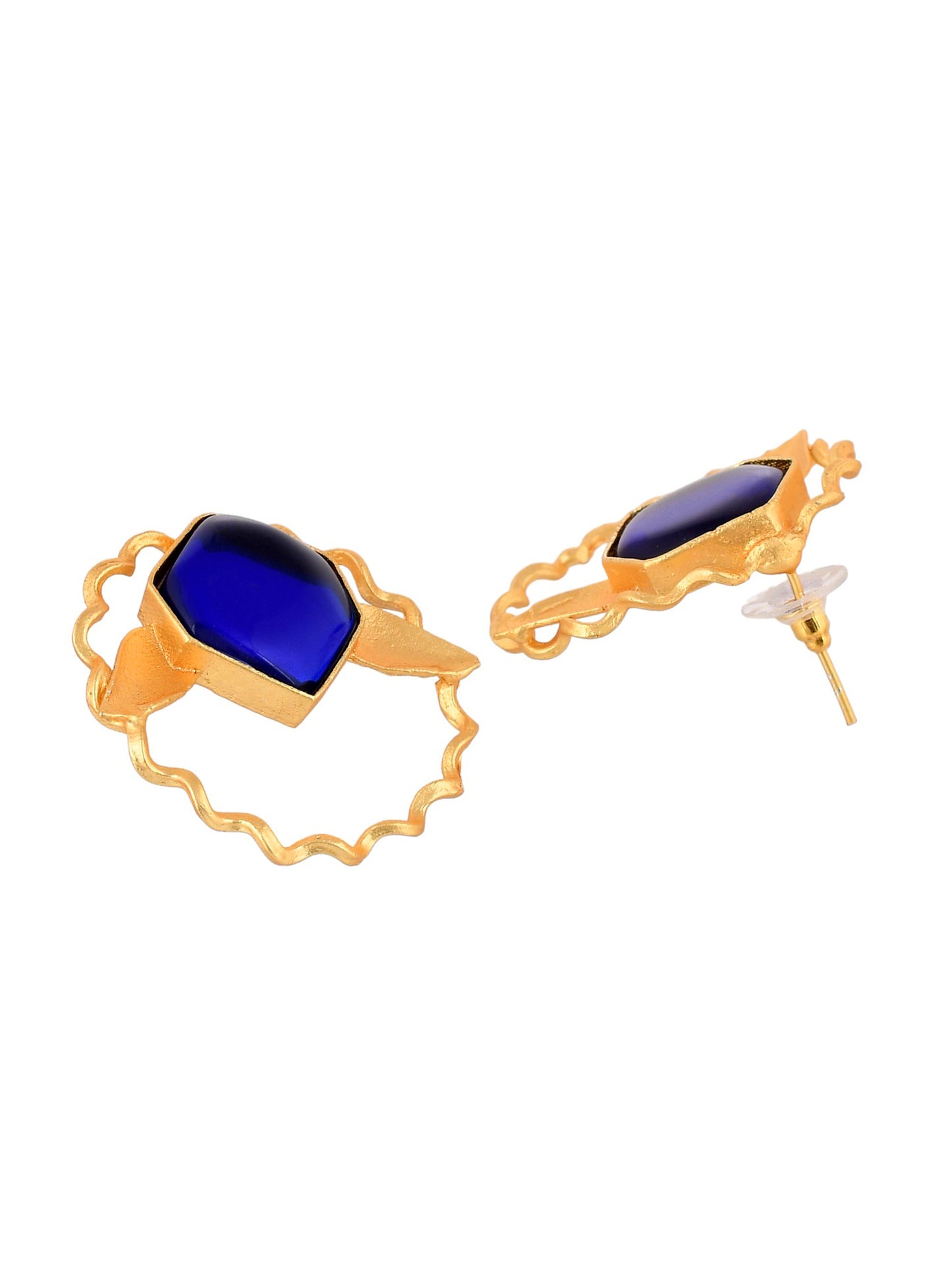 gold plated blue stone drop earring