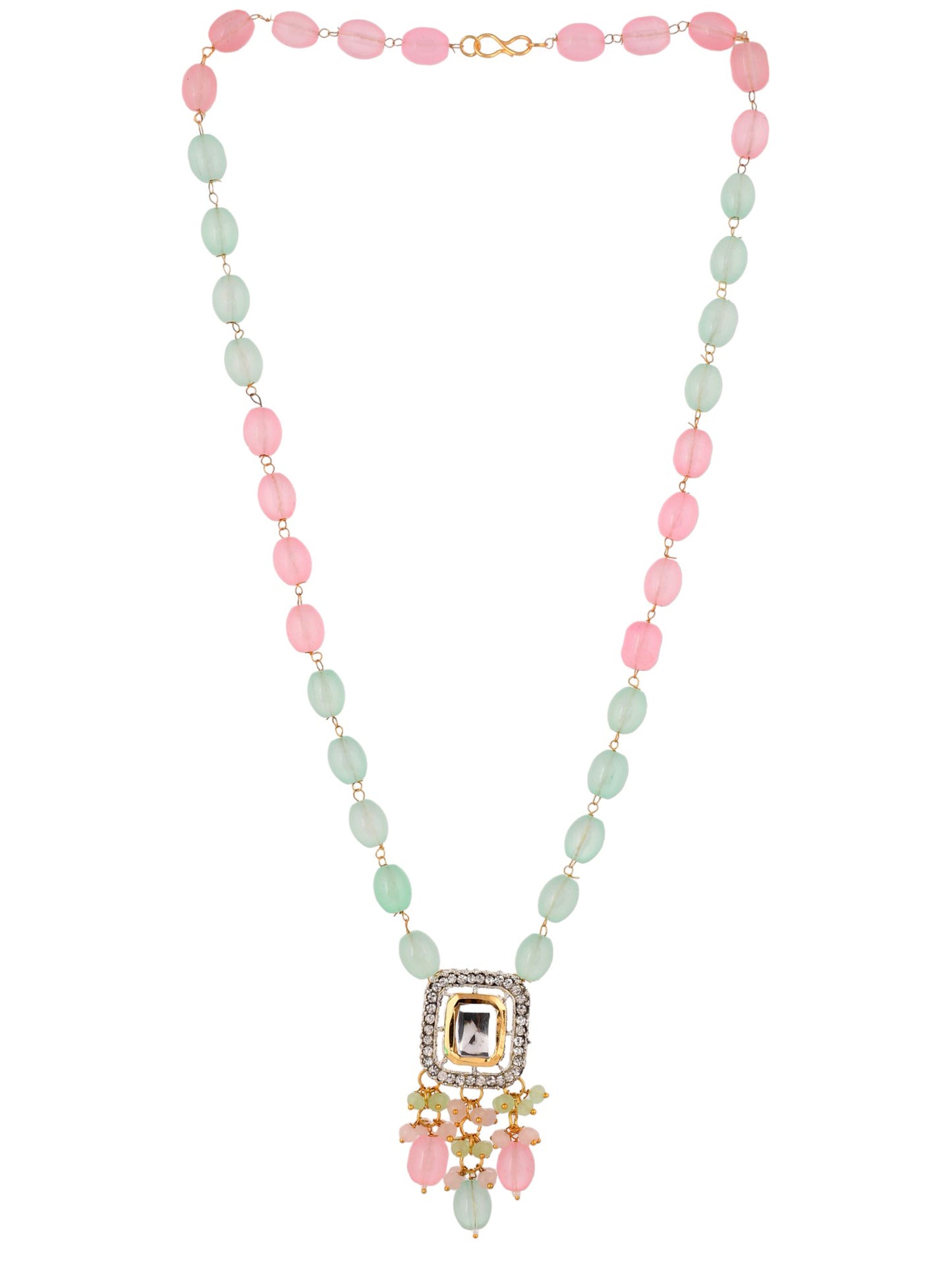 Gold Plated pink & Green necklace